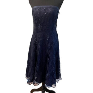 Zam Zam navy blue navy blue dress sz 11 Junior prom sleeveless lace all overlay